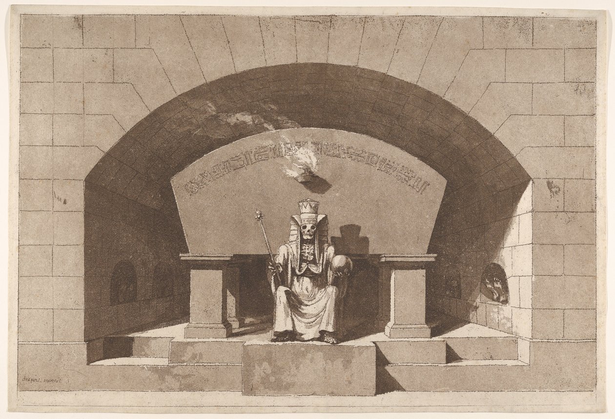 Sír, amelyben a halál szfinxként trónol, kb. 1779-84. alkotó: Louis Jean Desprez