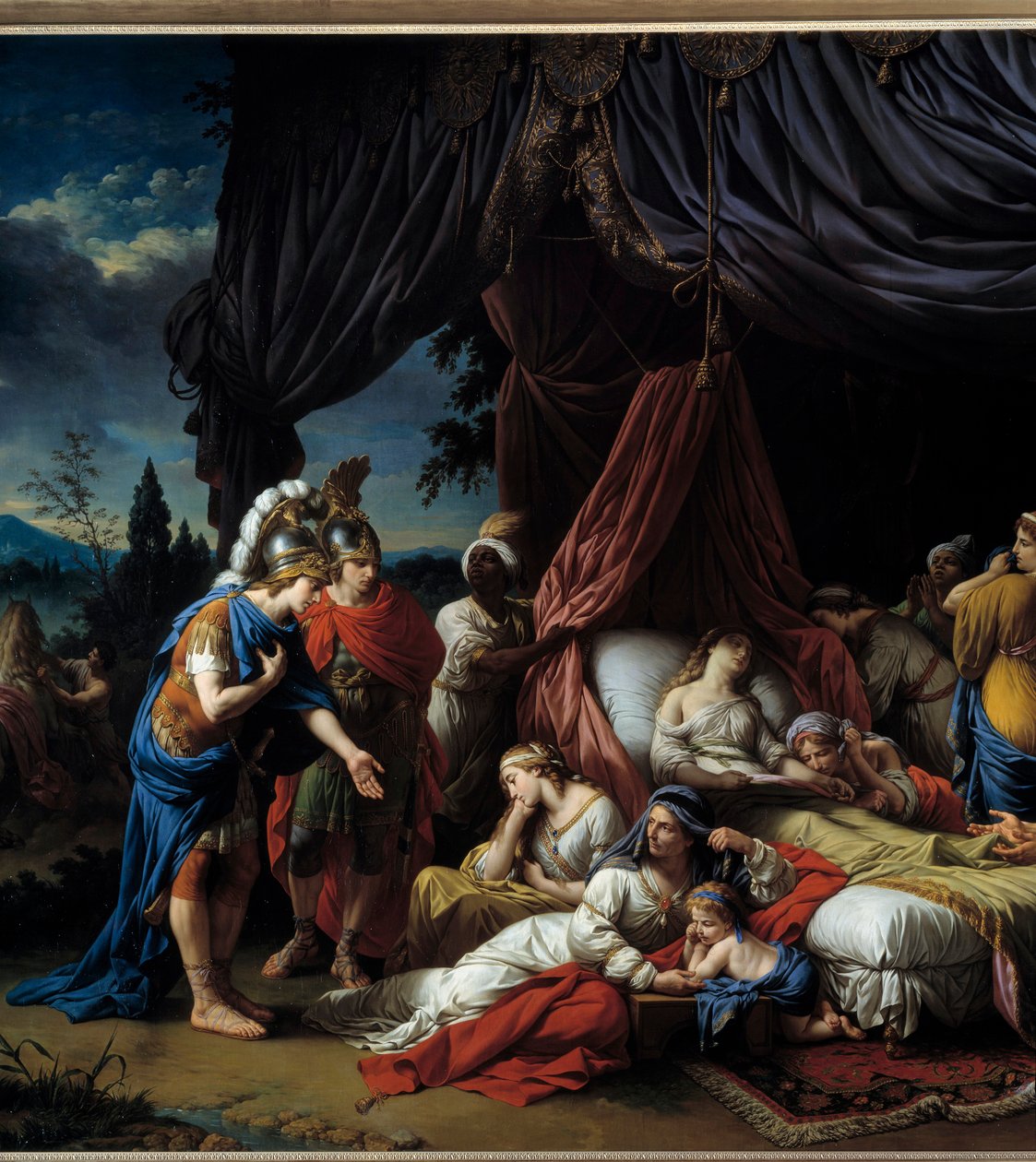 Darius feleségének halála. Ez az alkotás, amelyet Rollin ókori története és Alexander de Le Brun Diadalsorozata ihletett, a görög császárt ábrázolja Dareiosz feleségének holtteste előtt. Ezen a Rómában festett festményen a LAGRENEE PINXIT szerepel alkotó: Louis Jean François Lagrenée