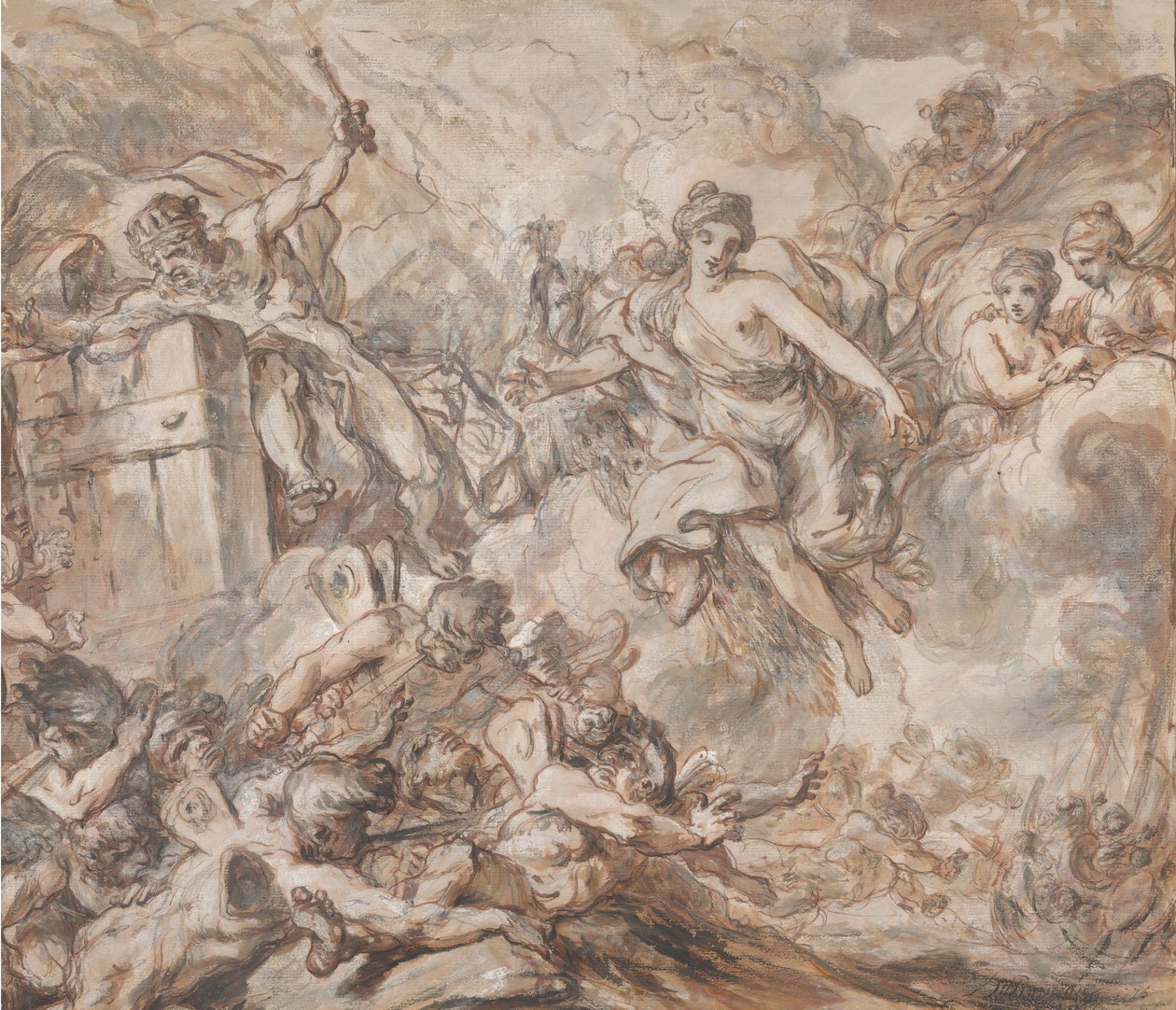 Juno parancsot ad az Aeolusnak, hogy szabadítsa fel a szeleket, 1775. alkotó: Louis Jean Jacques Durameau