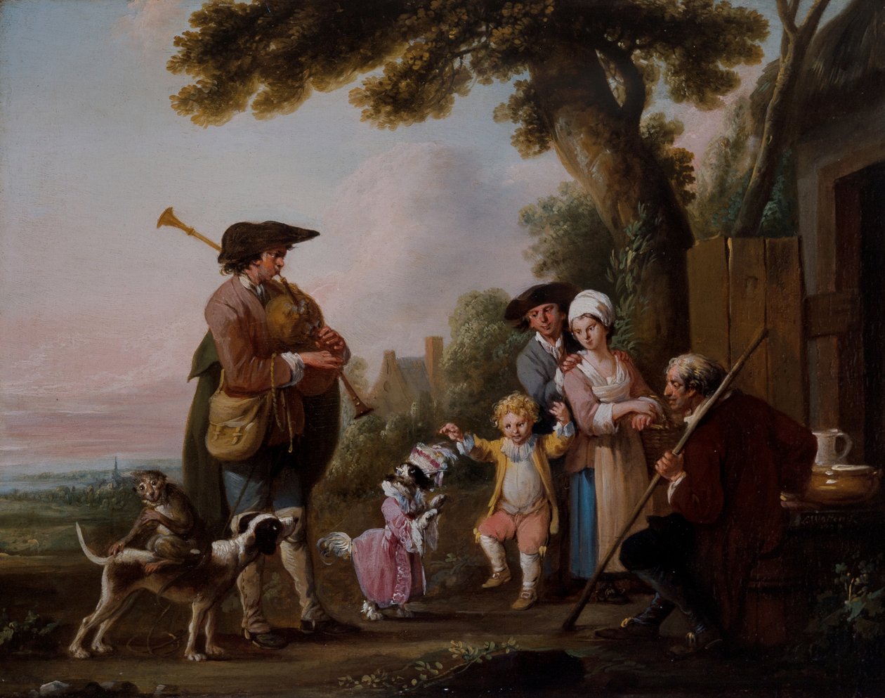 Zenészek állatokkal a kocsmák előtt alkotó: Louis Joseph (1731 98) Watteau