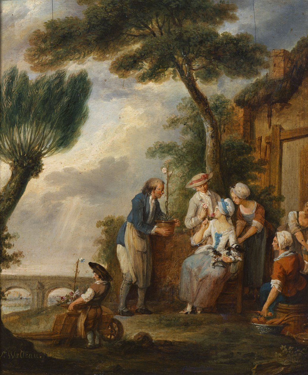 A kertész vagy az eljegyzés (olaj, vászon) alkotó: Louis Joseph (1731 98) Watteau