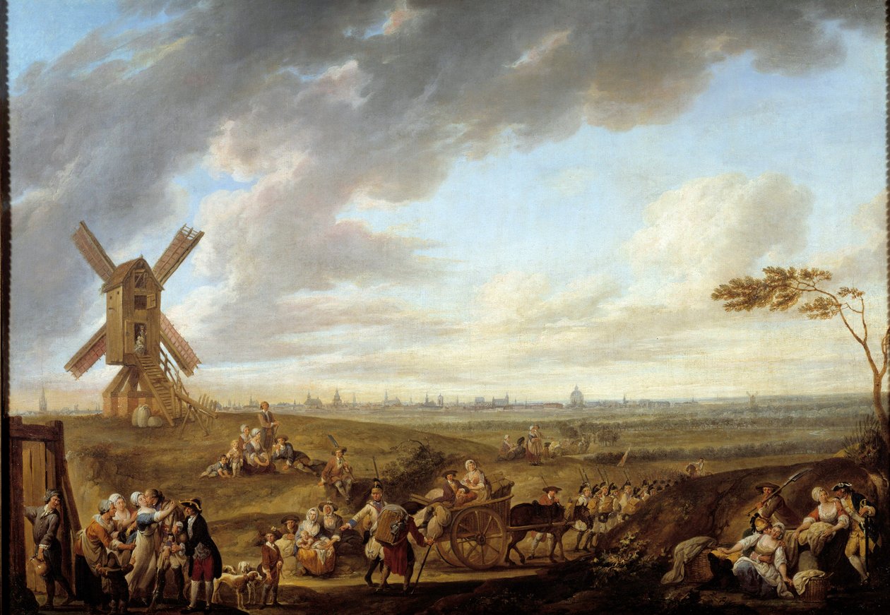 Lille-i kilátás Marcq istenétől. Louis Joseph Watteau festménye Watteau de Lille-ben (1731-1798) alkotó: Louis Joseph  Watteau