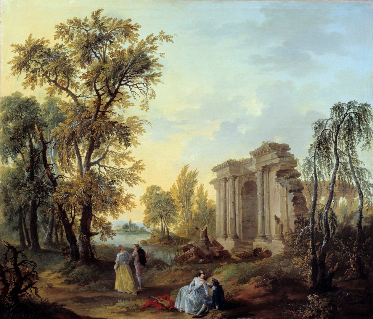 Walk Champetre Painting Louis Joseph Watteau dit Watteau de Lille (1731-1798) 18. század. V 1,02x0,8 m Marseille, Szépművészeti Múzeum alkotó: Louis Joseph  Watteau