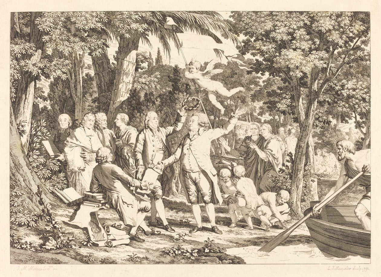 Mirabeau megérkezik a Champs-Élisésbe alkotó: Louis Joseph Masquelier after Jean Michel Moreau