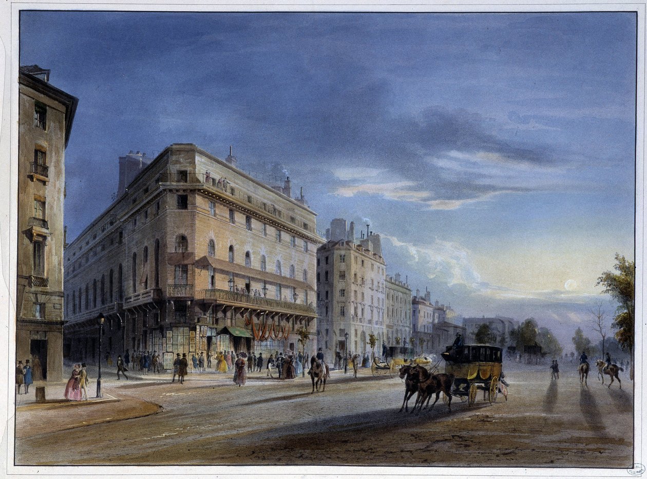 Boulevard des Italiens – Arnout „” Paris en 1837”-ben alkotó: Louis Jules Arnout
