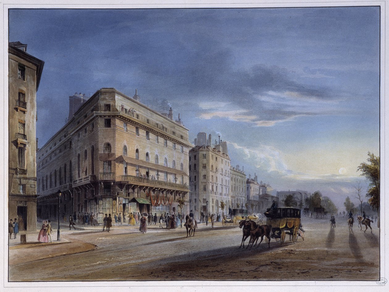 Boulevard des italiens – Arnout „” Paris en 1837”-ben alkotó: Louis Jules Arnout