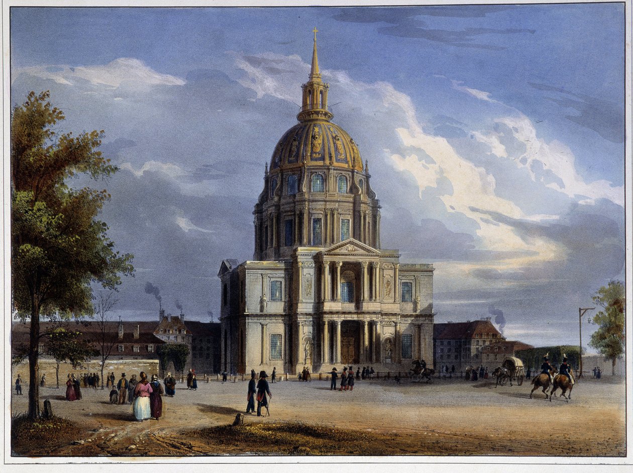 Az Invalidusok kupolája „”Párizsban 1837-ben”, készítette Arnout alkotó: Louis Jules Arnout