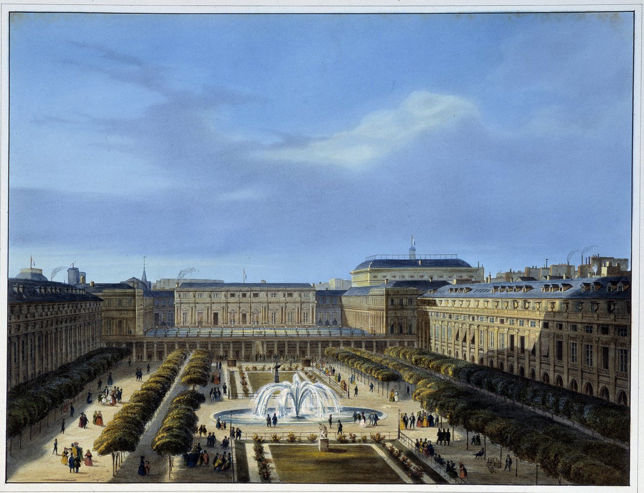 A Palais-Royal kertje - Arnout „Párizsában 1837-ben”. alkotó: Louis Jules Arnout