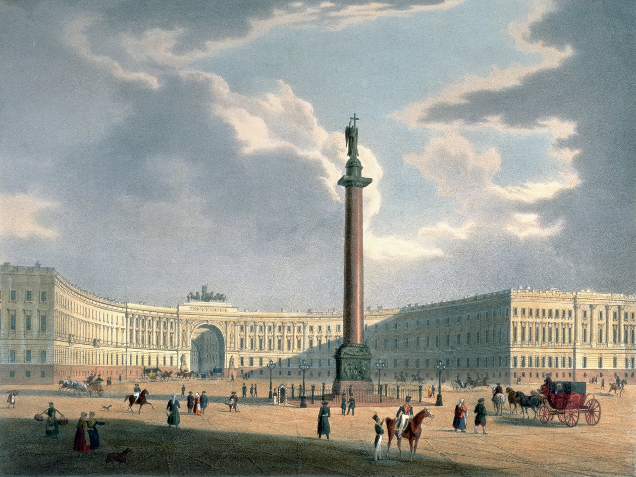 A Sándor-oszlop és a hadsereg főhadiszállása Szentpéterváron, Lemercier nyomtatása, Párizs, 1840-es évek alkotó: Louis Jules Arnout