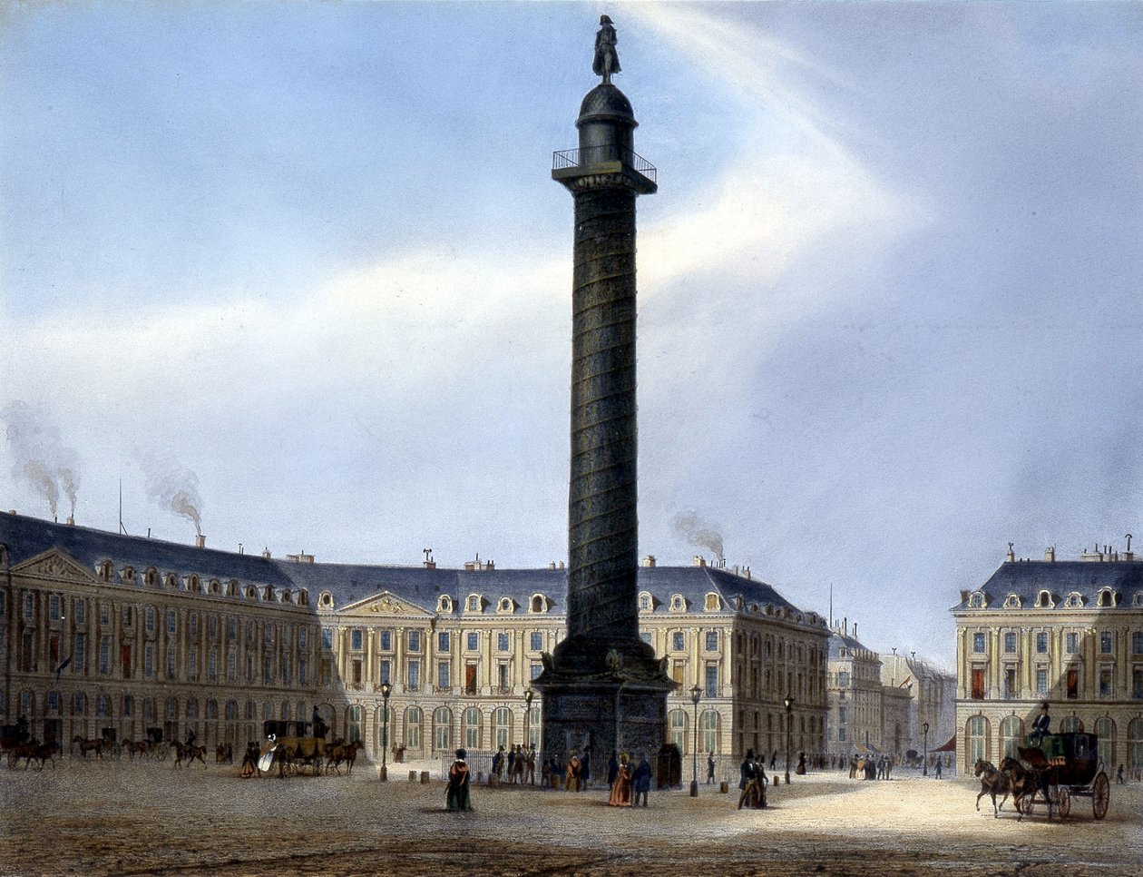 Kilátás az oszlopra és a Vendôme térre – Arnout „” Párizsban en 1837” alkotó: Louis Jules Arnout