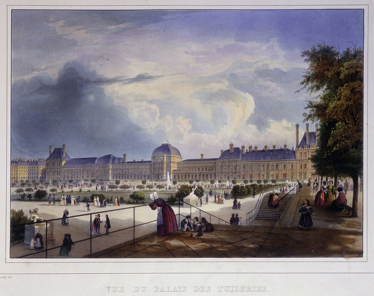 Kilátás a Palais des Tuileries-re – Arnout „” Paris en 1837”-ben alkotó: Louis Jules Arnout