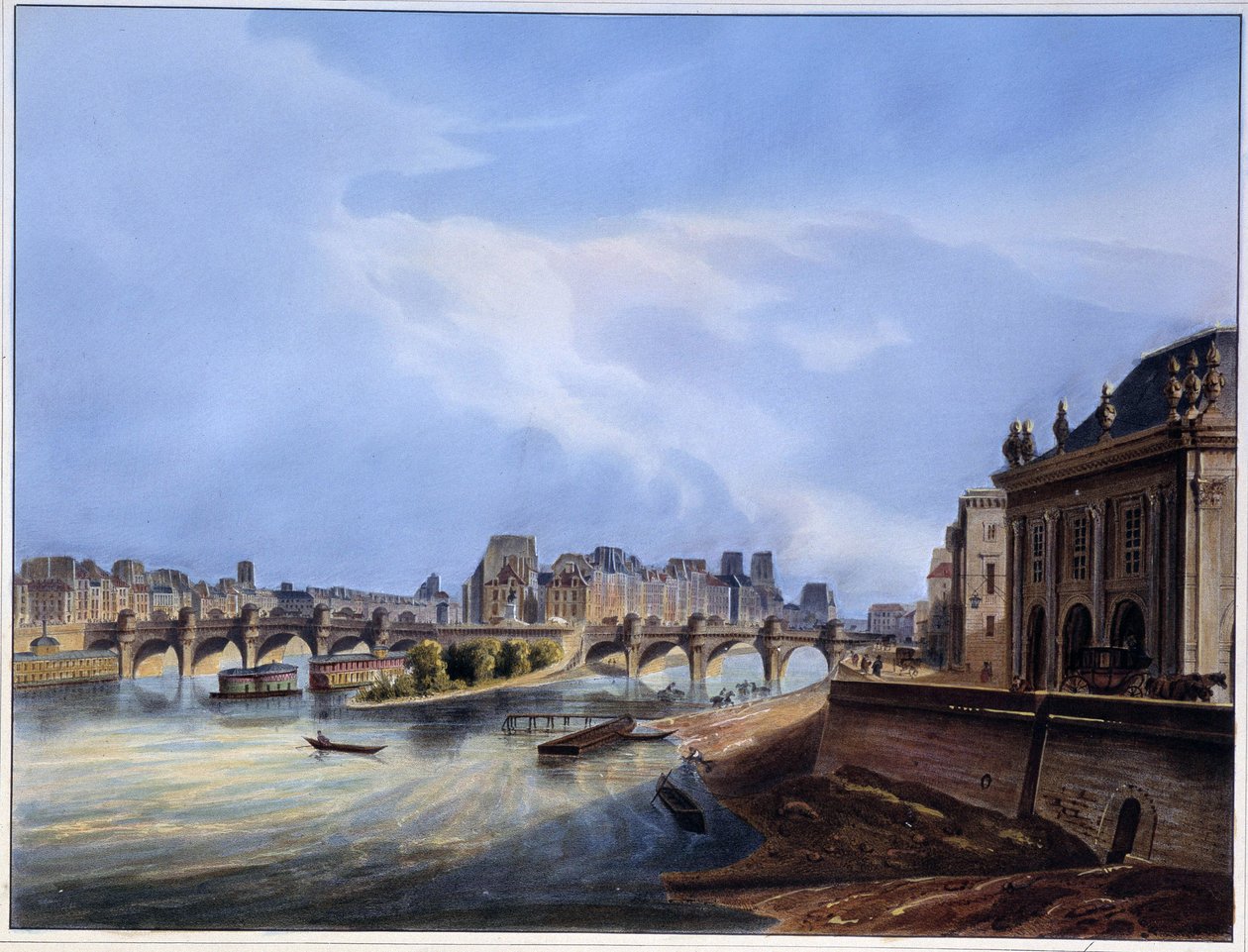 Kilátás a Neuf hídra – Arnout „” Paris en 1837”-ben alkotó: Louis Jules Arnout