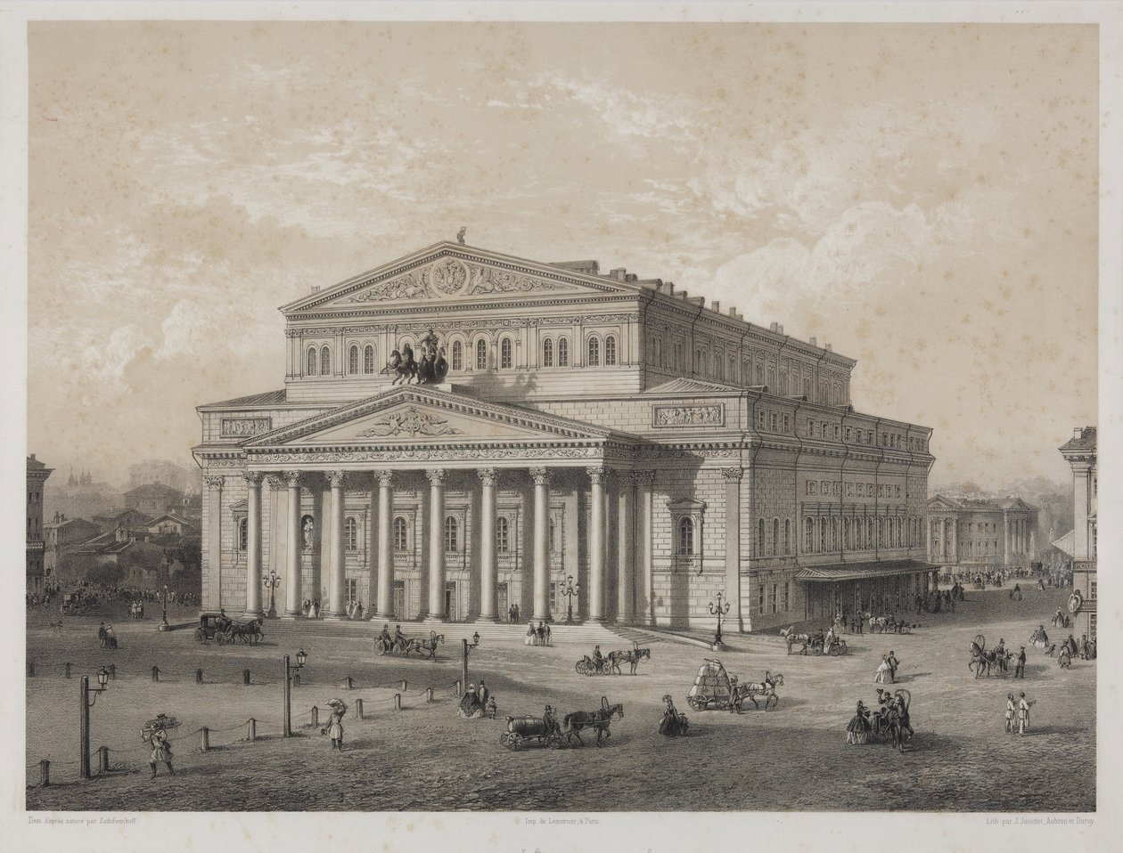 Bolcsoj – A moszkvai Bolsoj Színház, szerző: Jacottet, Louis Julien (1806-?). Litográfia alkotó: Louis Julien Jacottet