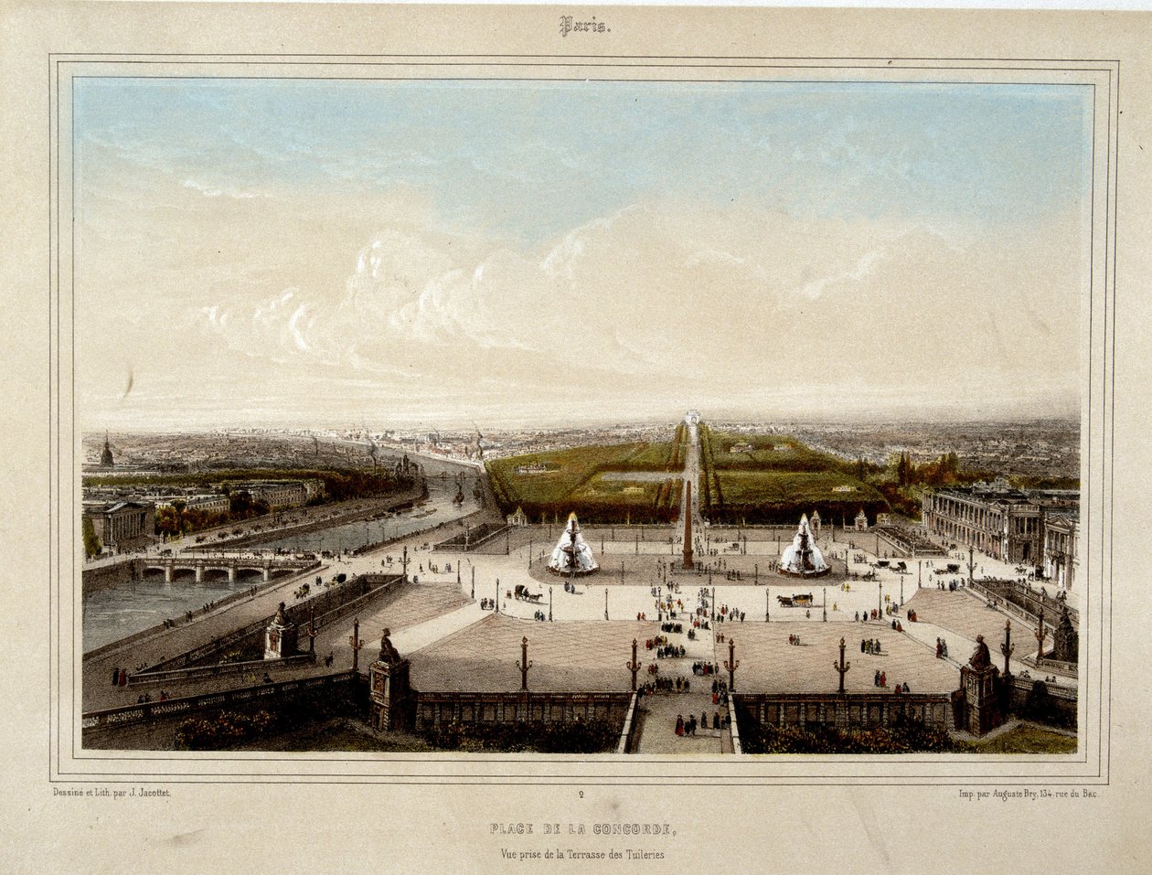 Place de la Concorde – Jacottet litográfiája alkotó: Louis Julien Jacottet