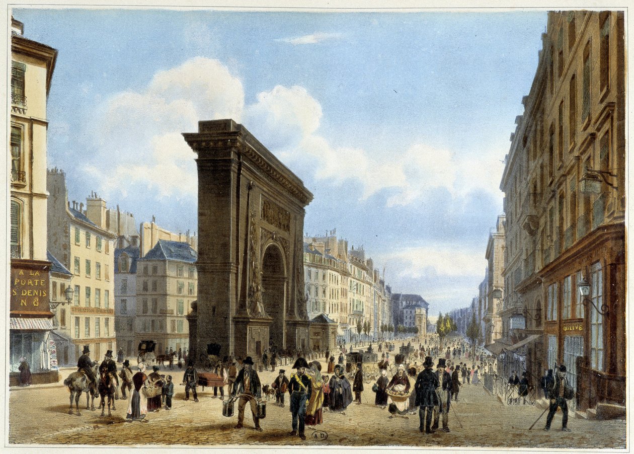Porte de St Denis- „Séta Párizsban és környékén”, Jacottet és Benoist tervezte, c. 1840 alkotó: Louis Julien Jacottet
