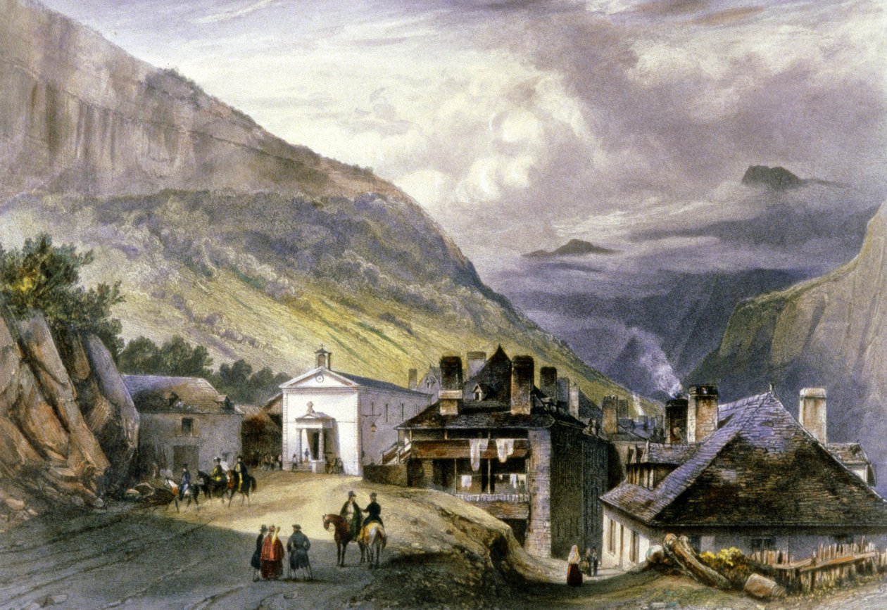 Eaux chaudes falu, 1850 körül (litográfia) alkotó: Louis Julien Jacottet