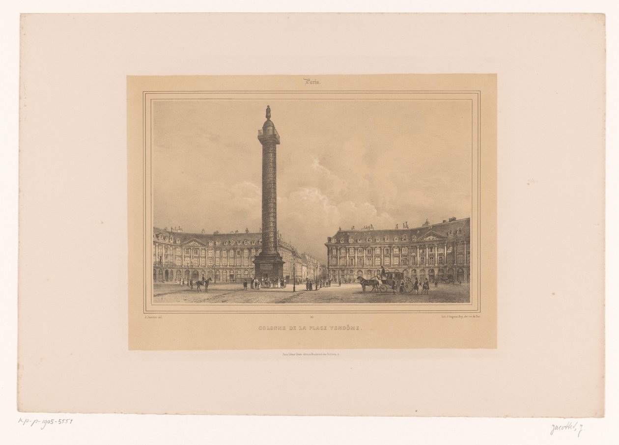 Kilátás a Colonne Vendôme-re Colonne de la Place Vendôme (cím a tárgyon) Arcok Párizsban és környékén (sorozat címe) Paris (sorozat címe a tárgyon) alkotó: Louis Julien Jacottet