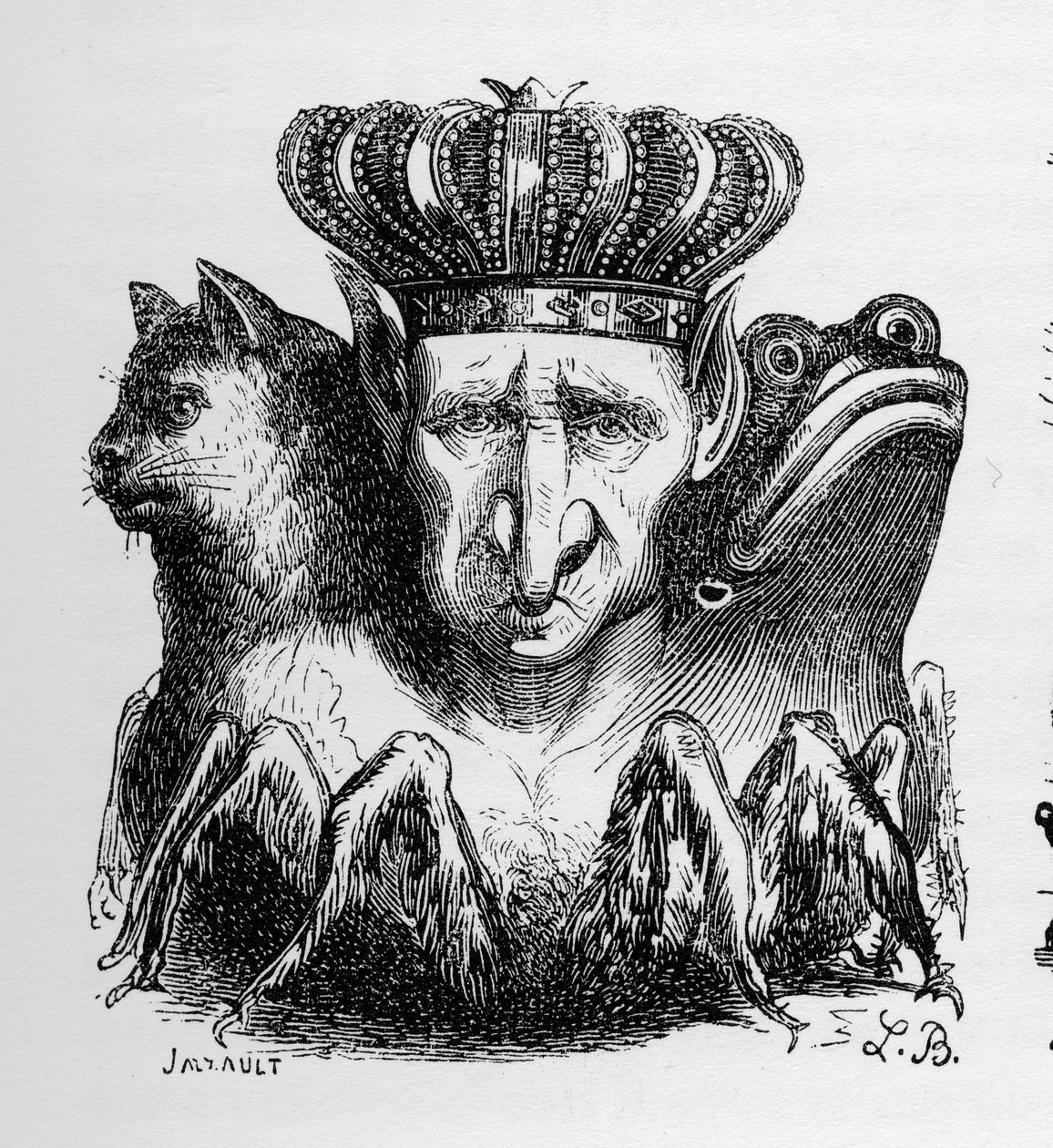 Bael - Baal - (démon) - Bael a pokoli hatalom feje - Collin de Plancy "" Le dictionnaire infernal" -ban - L. Breton metszetében. Párizs alkotó: Louis Le Breton