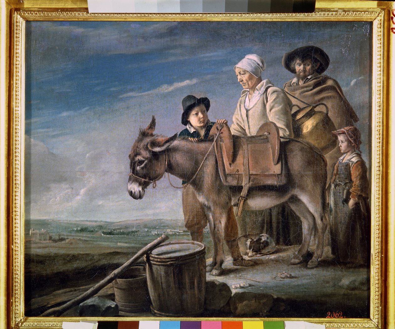 A tejeslány családja. (A tejeslány családja). Parasztcsalád szamárral. Louis Le Nain (1593-1648) festménye alkotó: Louis le Nain