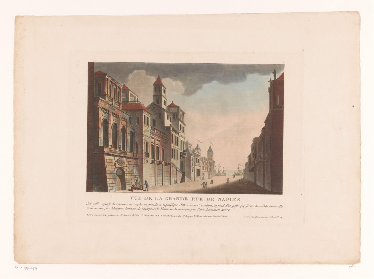 Kilátás egy nápolyi utcára Vue de la Grande Rue de Naples (cím a tárgyon) Városképek Olaszországban, Spanyolországban és Egyiptomban (sorozat címe) alkotó: Louis Lecoeur