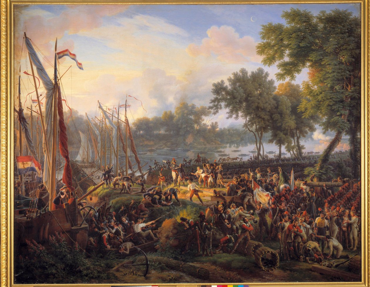A Jourdan és Kleber által vezényelt francia hadsereg első rajnai áthaladása Düsseldorfban, Berg hercege, szeptember 6. alkotó: Louis Lejeune