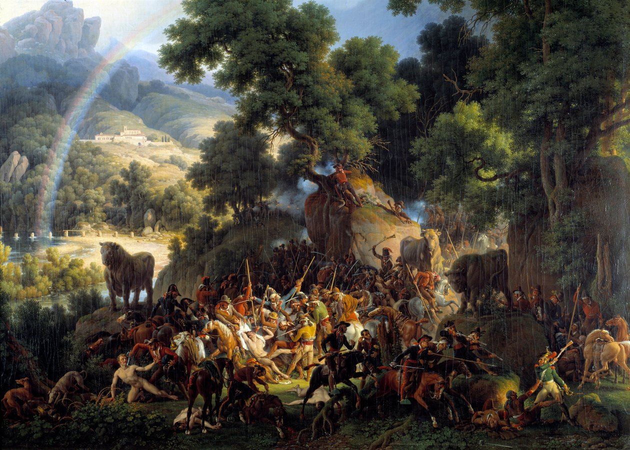 A guisandói csata az Avis-hágó járatánál, Guadarrama hegyeiben Kasztíliában alkotó: Louis Lejeune