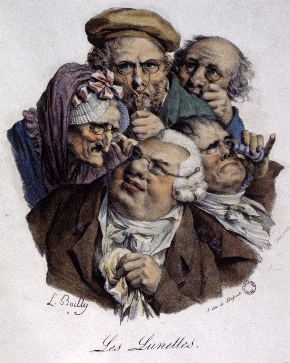 A szemüveg, 1820 körül (metszet) alkotó: Louis Leopold (after) Boilly
