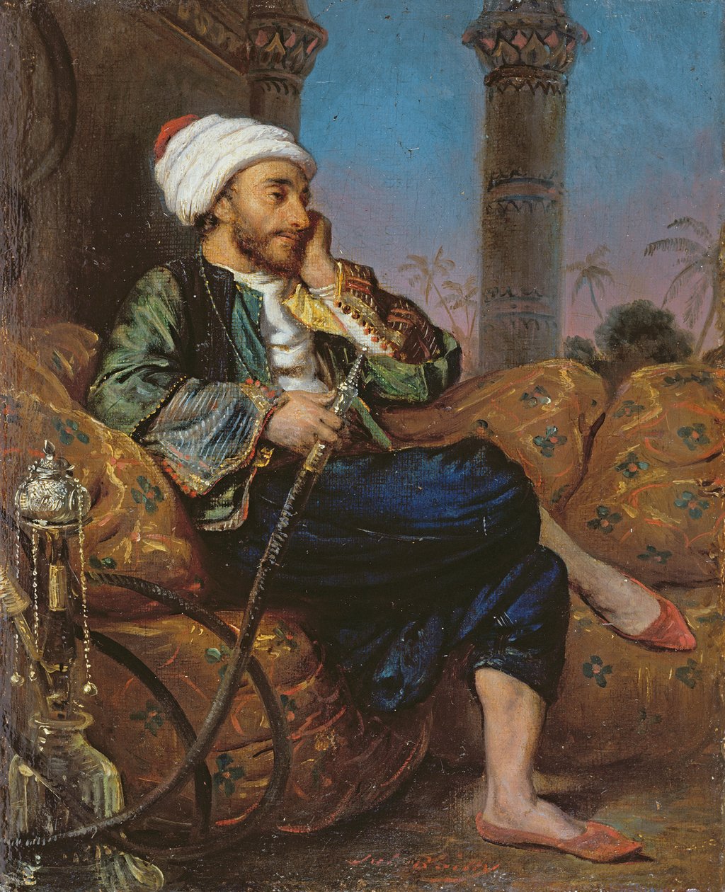 Egy egyiptomi férfi vízipipát szív alkotó: Louis Leopold Boilly