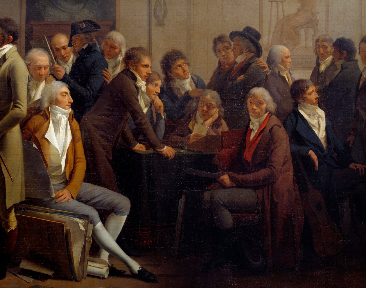 Jean Baptiste Isabey (1767-1855) festő műhelyében találkoznak a művészek: Anne Louis Girodet de Roucy-Trioson (Anne-Louis Girodet de Roucy Trioson alkotó: Louis Leopold Boilly