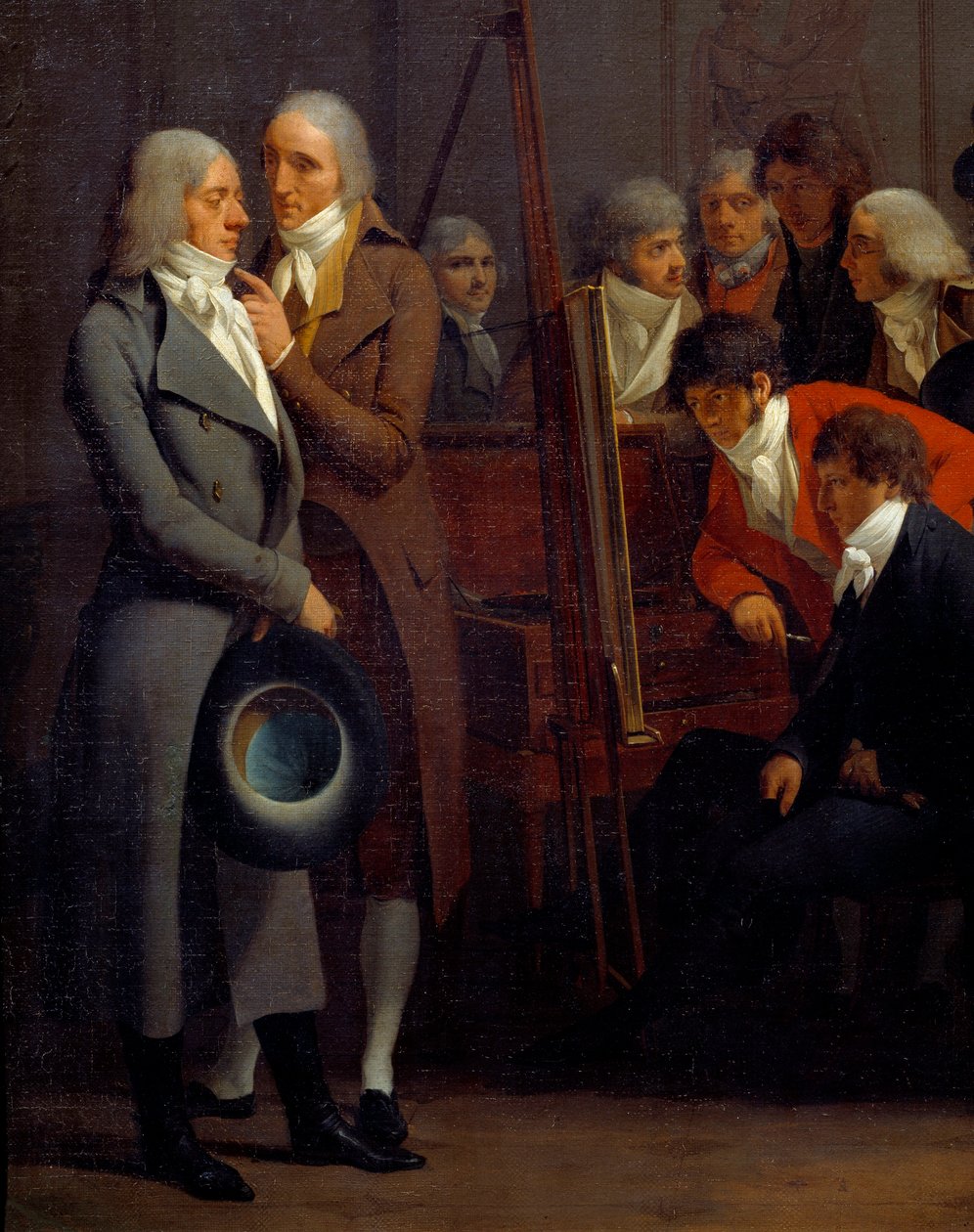 Művészek találkoznak Jean Baptiste Isabey (1767-1855) festőművész műhelyében „Isabey vörösben elmagyarázza festményét Francois Gerard festőnek. Prud