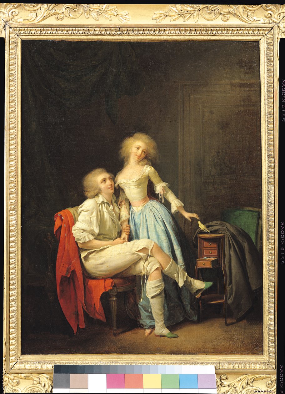 Pár egy szökött madárral (olaj, vászon) alkotó: Louis Leopold Boilly
