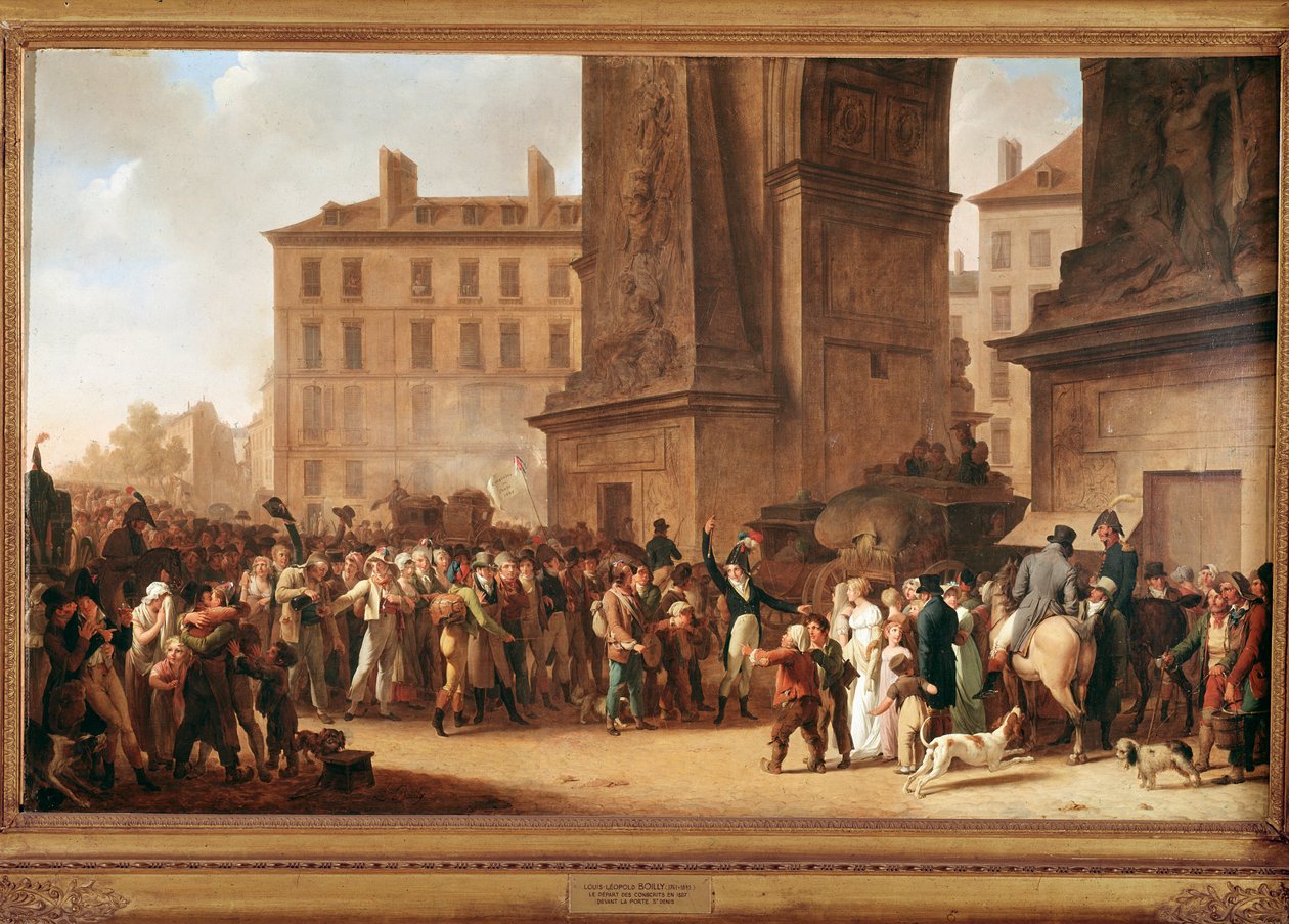 Újoncok indulása a párizsi Porte Saint Denisbe, hogy megvívjanak a napóleoni háborúkban alkotó: Louis Leopold Boilly