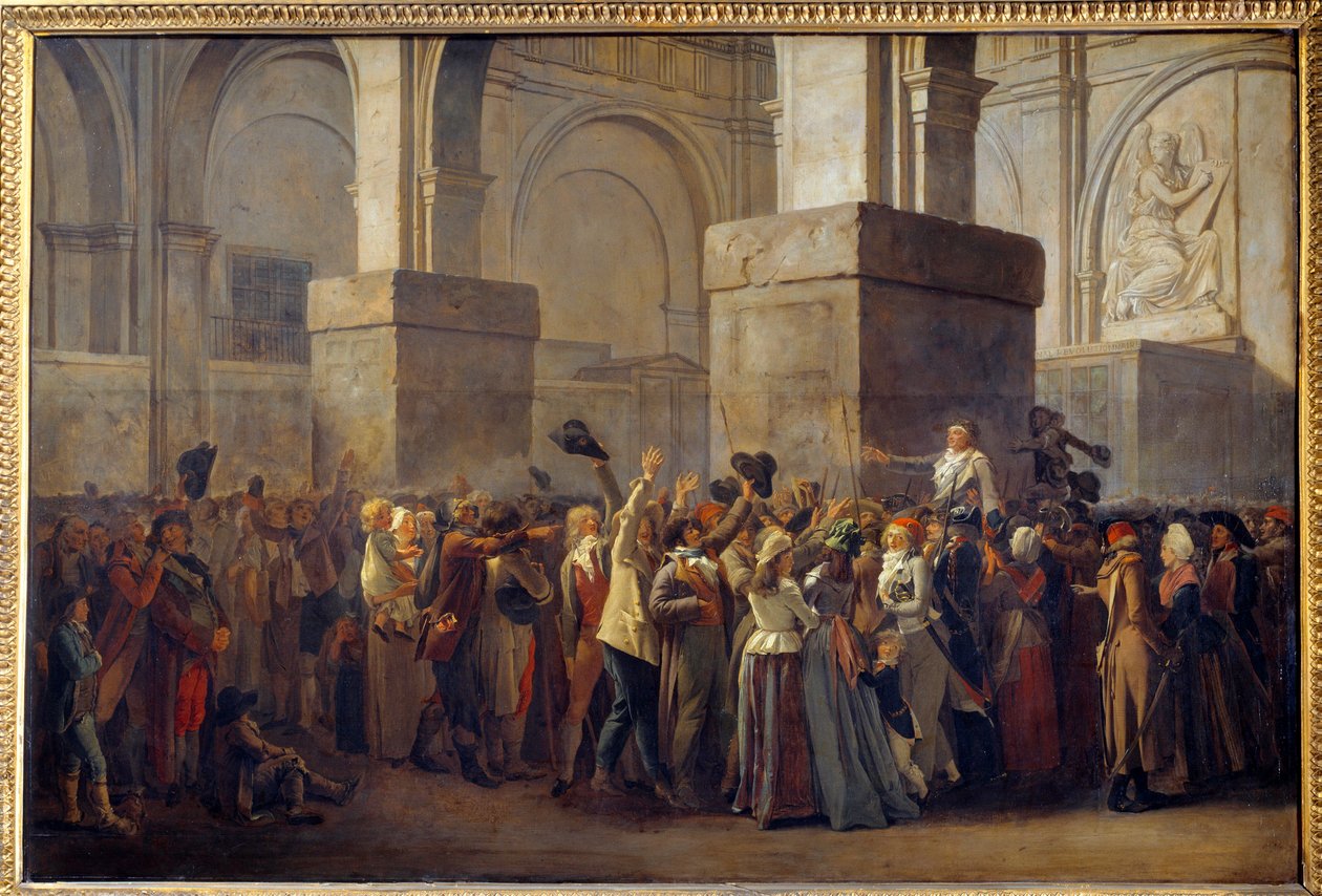Francia forradalom; „” Marat diadala”” Jean Paul Marat (1743-1793) képviselőt győzte le a nép, miután a Forradalmi Törvényszék 1793-ban felmentette. Louis Leopold Boilly (1761-1845) festménye maroufle papírra 18. század V. 0,8x1,2 alkotó: Louis Leopold Boilly