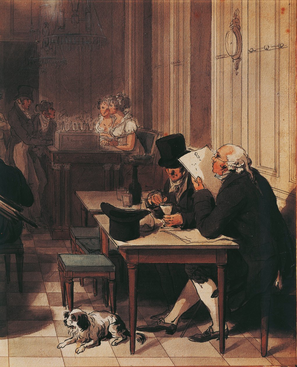A kávézó belseje 1815 körül, Louis-Leopold Boilly, rajz alkotó: Louis Leopold Boilly