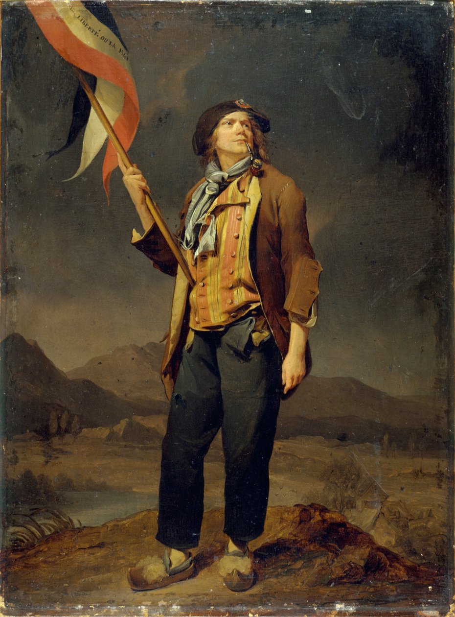 Simon Chenard (1758-1832) énekes portréja sans-culotte jelmezben, zászlóvivőként a Savoya szabadságának tiszteletére rendezett ünnepen, 1792. október 14-én alkotó: Louis Leopold Boilly