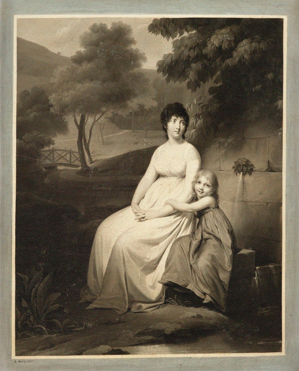 Thérésa Tallien és lánya portréja egy parkban alkotó: Louis Leopold Boilly