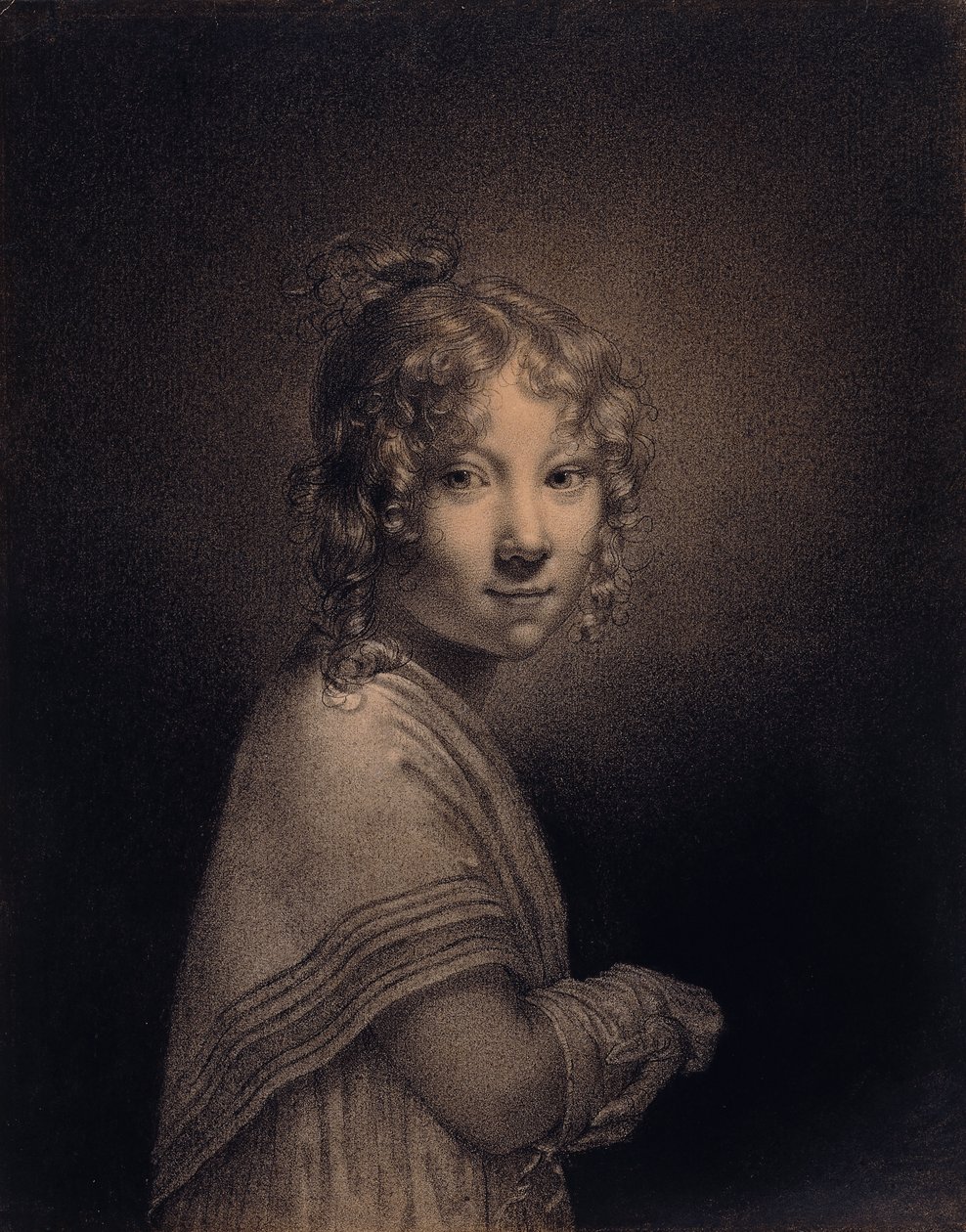 Egy lány portréja, félalakos, alkotó: Louis Leopold Boilly