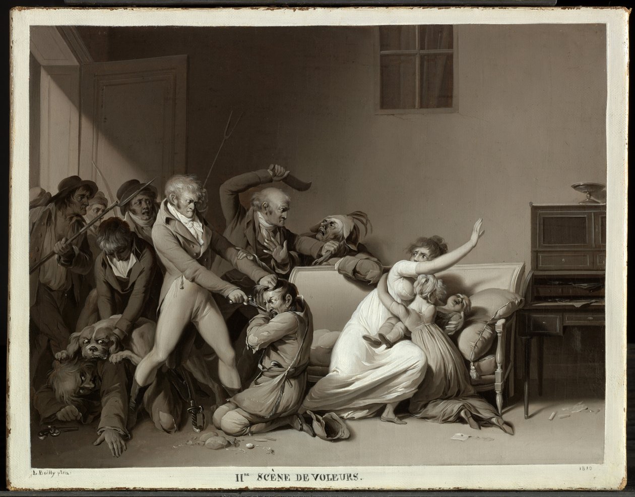 Rablók második jelenete: a rablókat letartóztatják alkotó: Louis Leopold Boilly