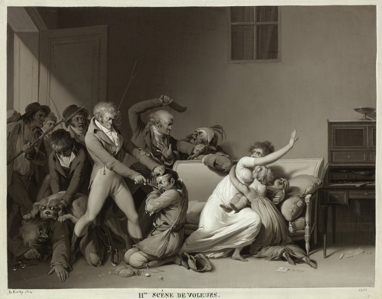 A betörők második jelenete: A betörőket letartóztatták, 1810 alkotó: Louis Leopold Boilly
