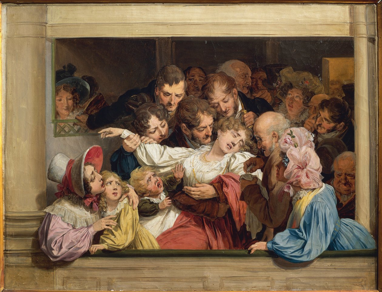 Színpadon egy ingyenes szórakozás napján: a melodráma hatása, Louis Leopold Boilly, olaj, vászon alkotó: Louis Leopold Boilly