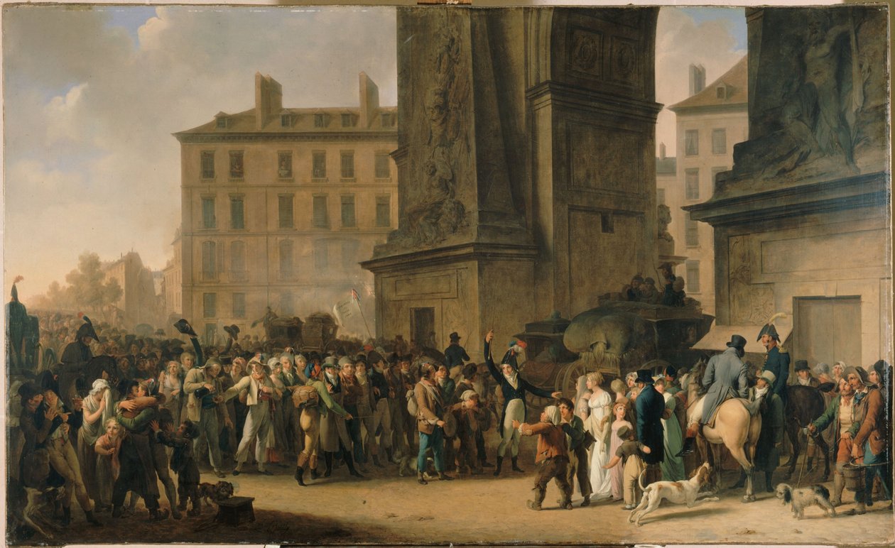 A Porte Saint-Denis mellett vonuló 1807-es sorkatonák, 1808 körül (olaj, vászon) alkotó: Louis Leopold Boilly