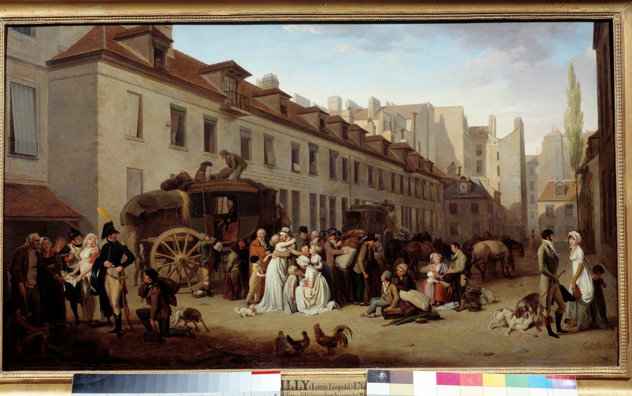 Louis Leopold Boilly (1761-1845) festménye: Egy szorgalom érkezése az Üzenetek udvarába. 1803. . alkotó: Louis Leopold Boilly