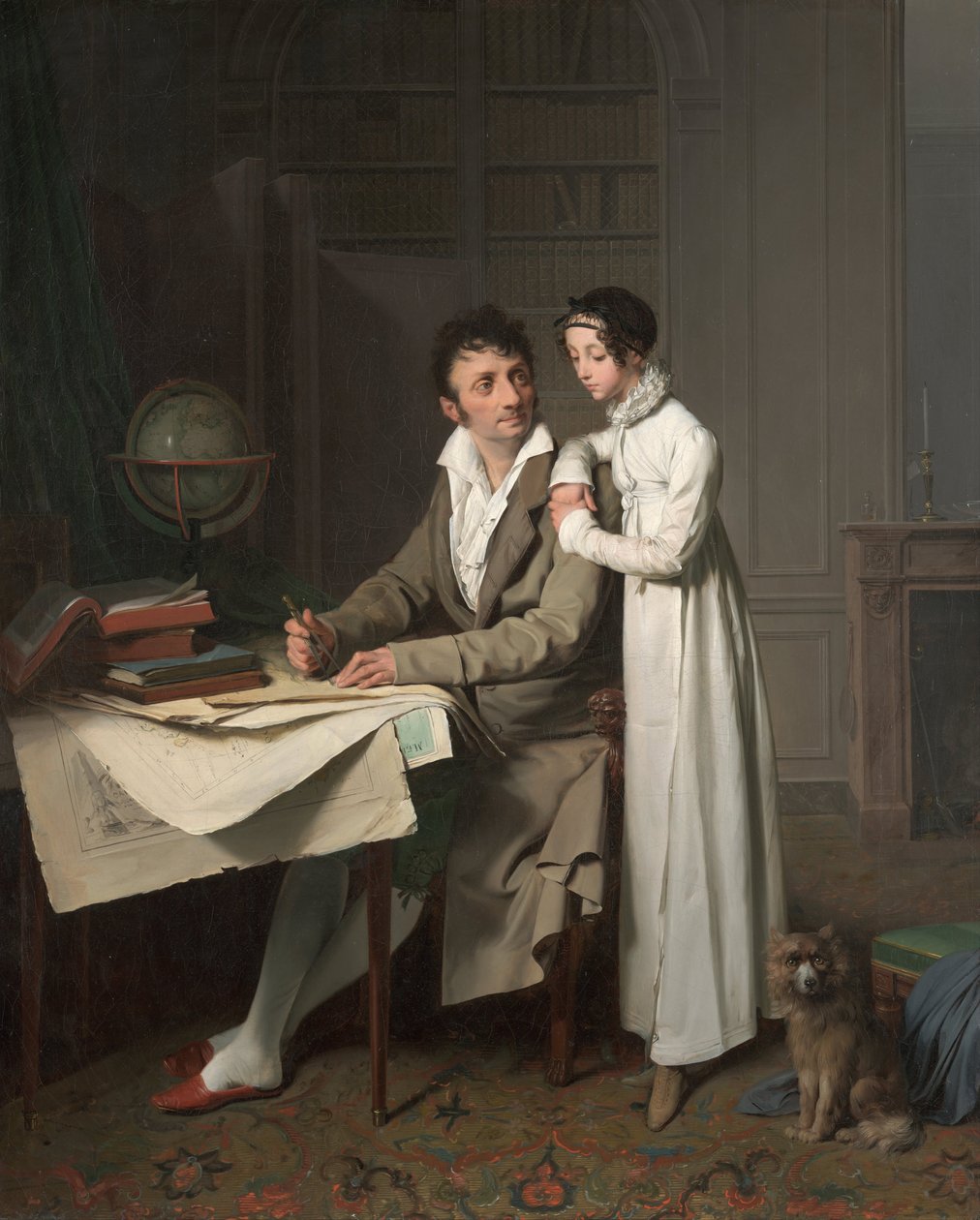 A földrajzóra Monsieur Gaudry és lánya portréja alkotó: Louis Leopold Boilly