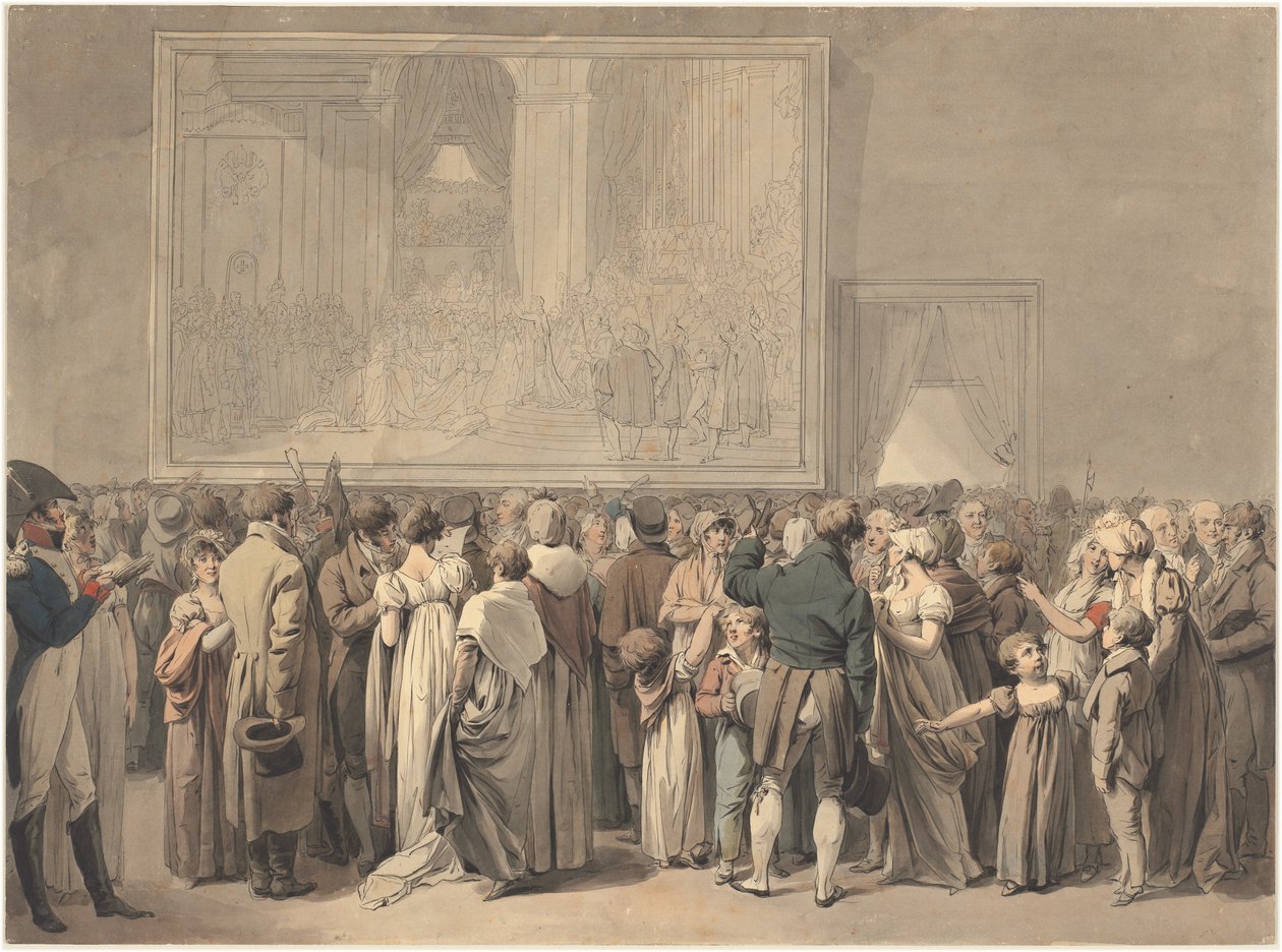 A közönség a Louvre szalonjában, a „Sacre” festmény megtekintése alkotó: Louis Leopold Boilly
