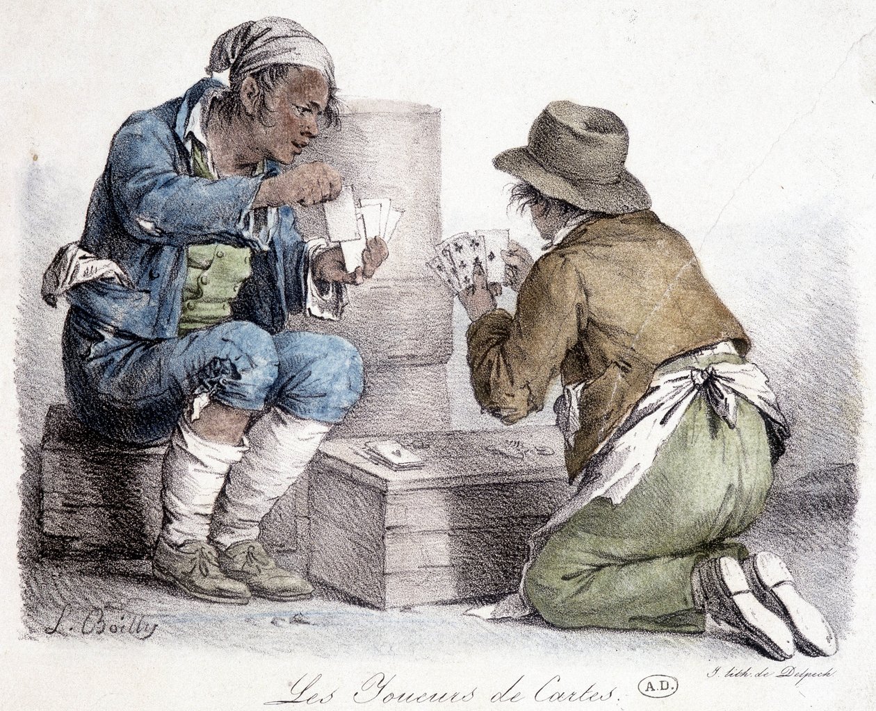 A kártyajátékosok, L. Boilly metszete, 1820 körül. alkotó: Louis Leopold Boilly