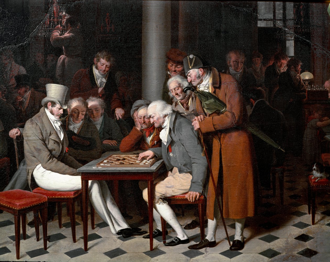 A párizsi Palais Royalban egy kávézó belsejében az áll, hogy „a női parti a Cafe Lamblinban”. Részlet. Louis Leopold Boilly (1761-1845) festménye, 1820 körül. V. 0,38x0,55 m Chantilly, Conde múzeum alkotó: Louis Leopold Boilly