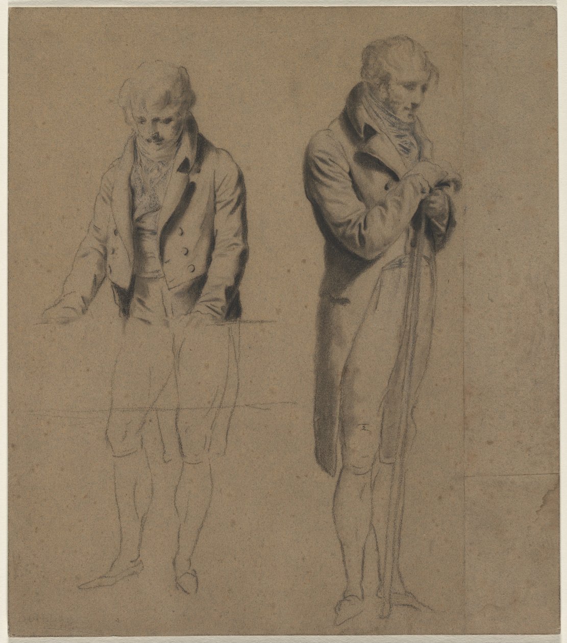 Két álló figura tanulmány egy biliárdjátékhoz, c. 1807. alkotó: Louis Leopold Boilly