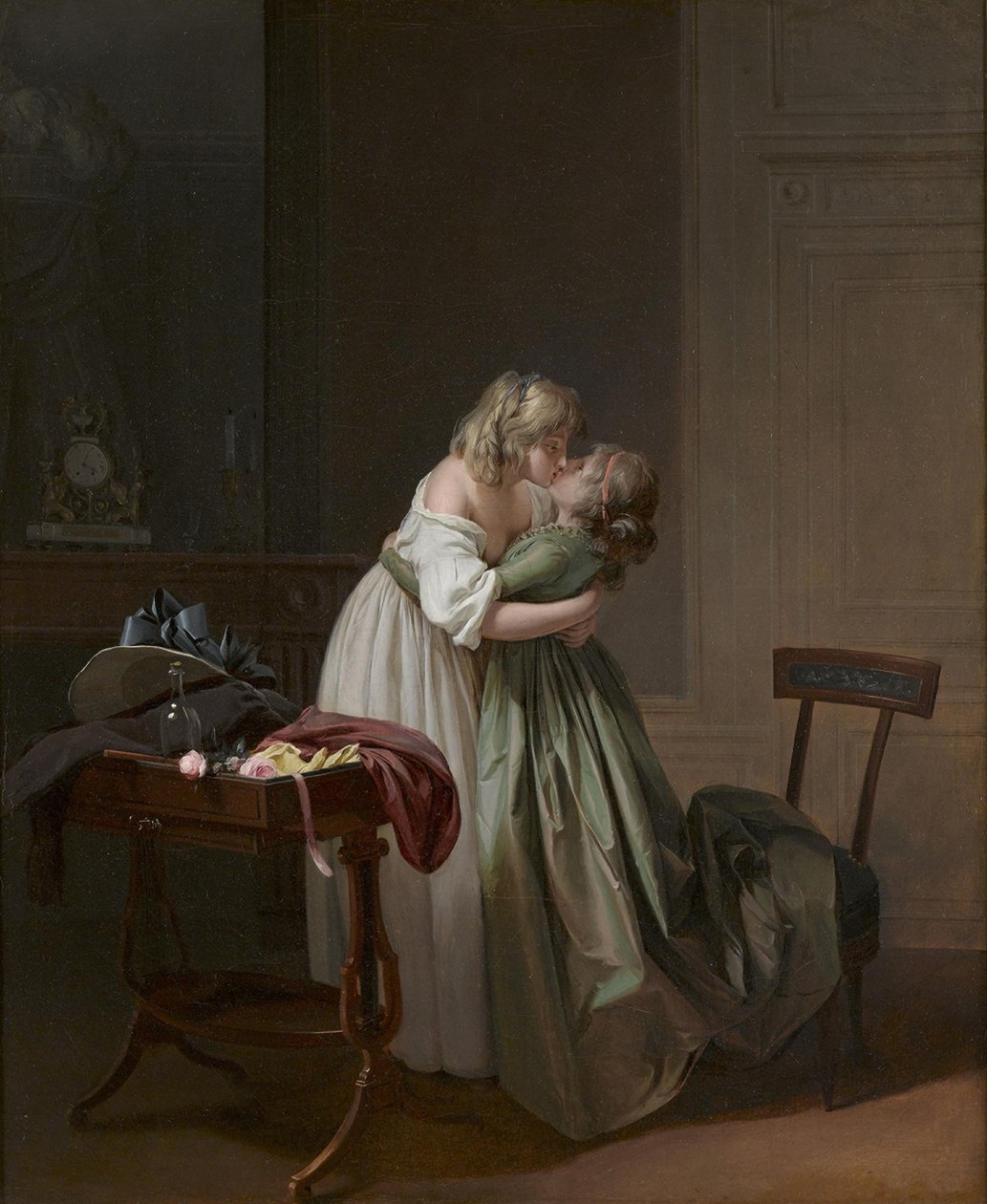 Két fiatal nő csókolózik, c. 1790-1794 (olaj, vászon) alkotó: Louis Leopold Boilly