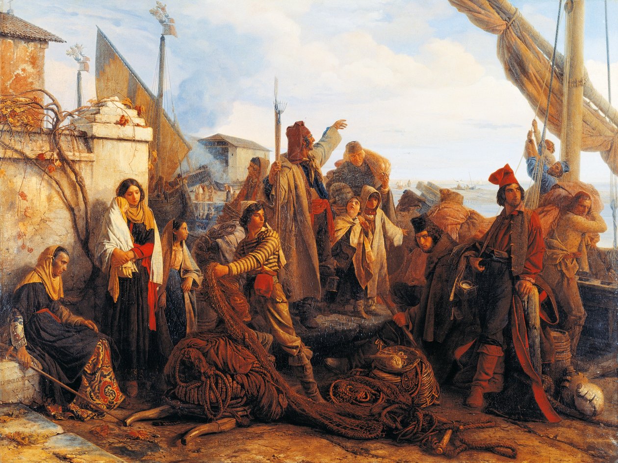 Halászok indulnak az Adrián alkotó: Louis Leopold Robert