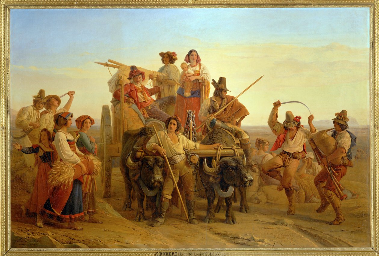 Az aratógépek érkezése a Pontins mocsarakba ... alkotó: Louis Leopold Robert